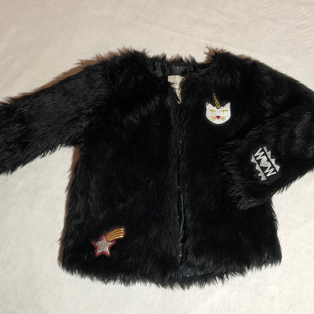 Jessica Simpson Girls Fake Fur Jacket M